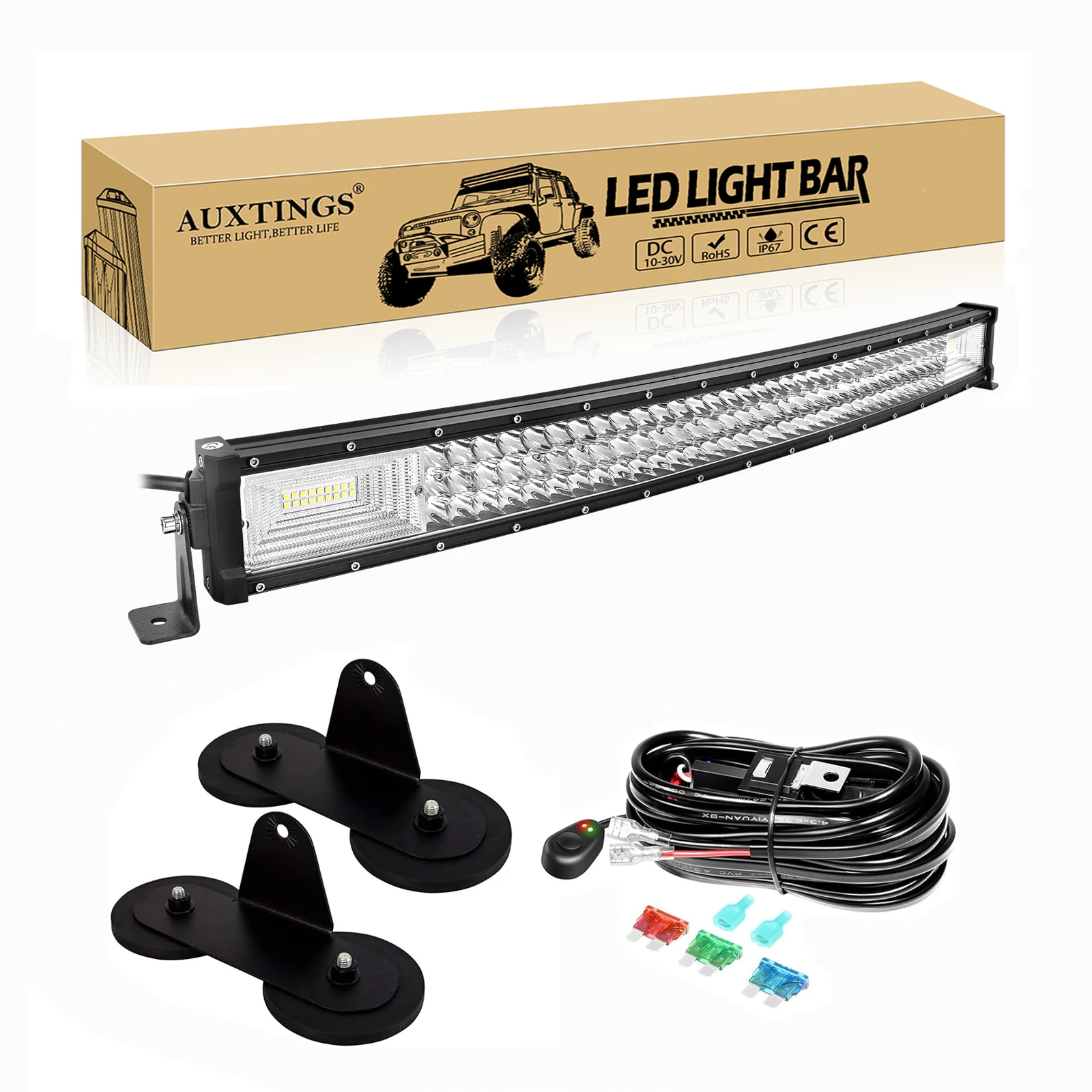 7D 22 - 52in Curved 270W-675W Off Road LED Light Bar with Strong Magnet Brackets Wire Kit 12V 24V Led Bar for SUV Truck 4x4 Boat