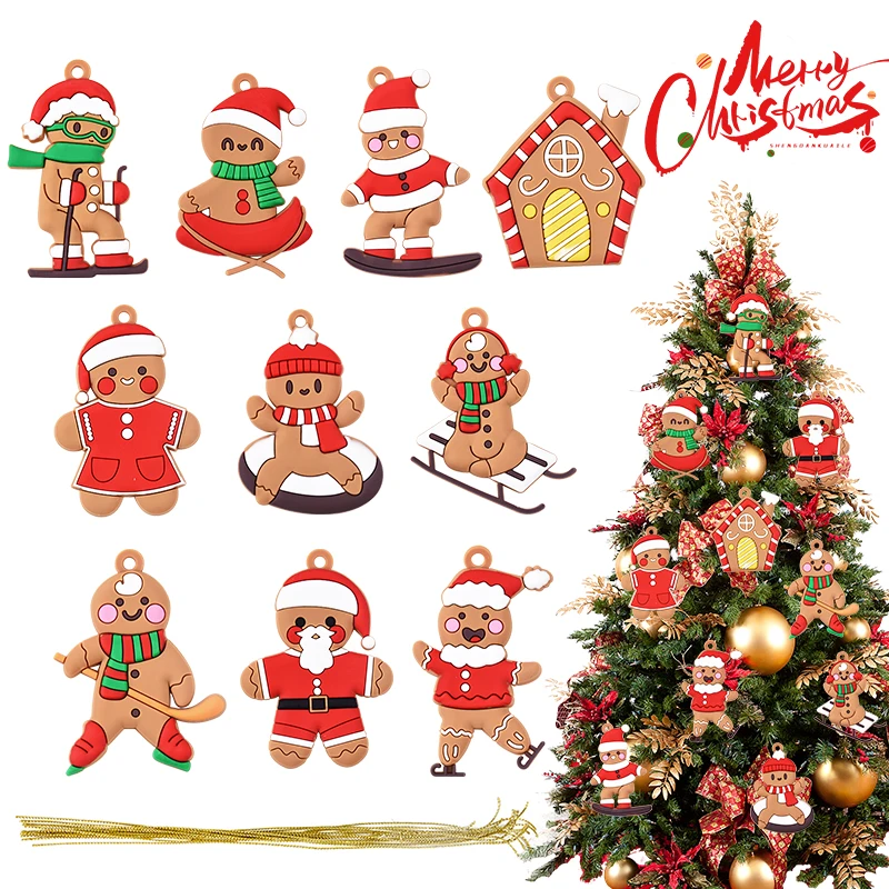 10pcs Sport Gingerbread Man Pendants Christmas Tree Hanging Ornament 2024 Xmas Noel Navidad Home Decoration New Year Gift 2025