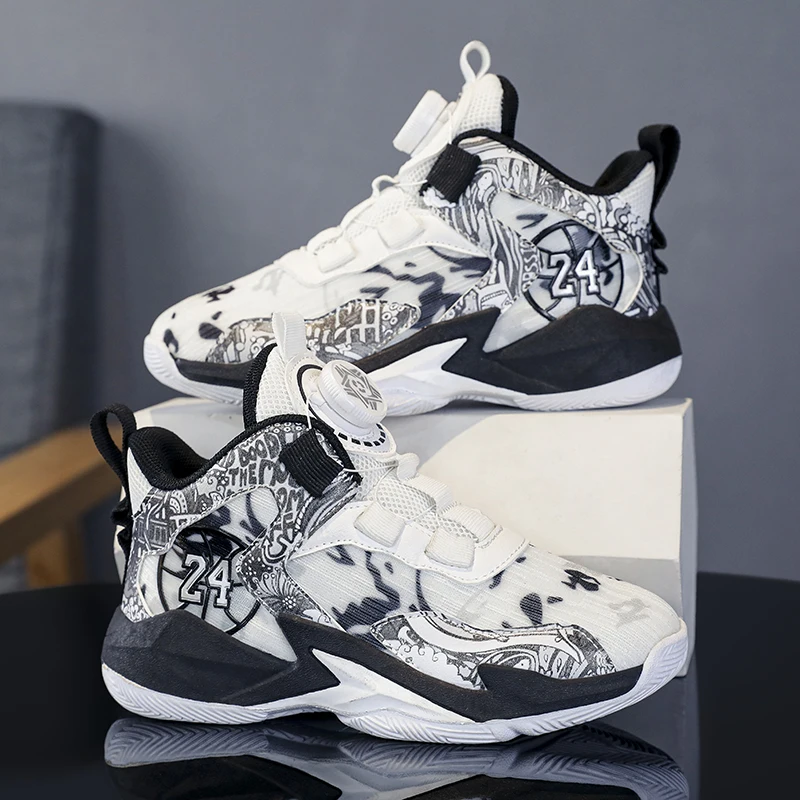 

Children's Basketball Shoe Fashion Boys' Basketball Shoe High Top Girls' Breathable Basketball Training Shoe Size 31-40