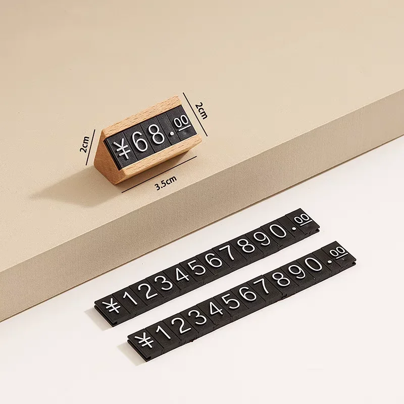 5pcs/lot Solid Wood Adjustable Number Letter Price Label Commodity Wine Tea Beauty Products Display Plate Price Cube Tags price display stand