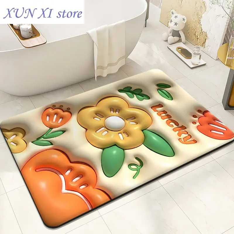 

New Quick-Drying Non-Slip Foot Mat Door Mat Absorbent Floor Mat Cartoon Expansion Bathroom Mat Cute Rug