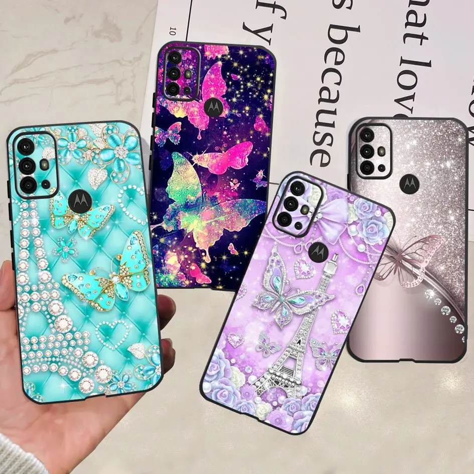 Fashion Butterfly Soft Silicone Black Case - Stylish Back Cover for Motorola Moto G Series Phones