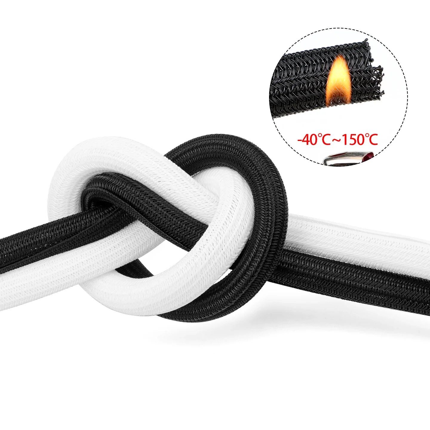 High-Protection PET Braided Cable Sleeve | Self-Closing Insulated Wire Organizer