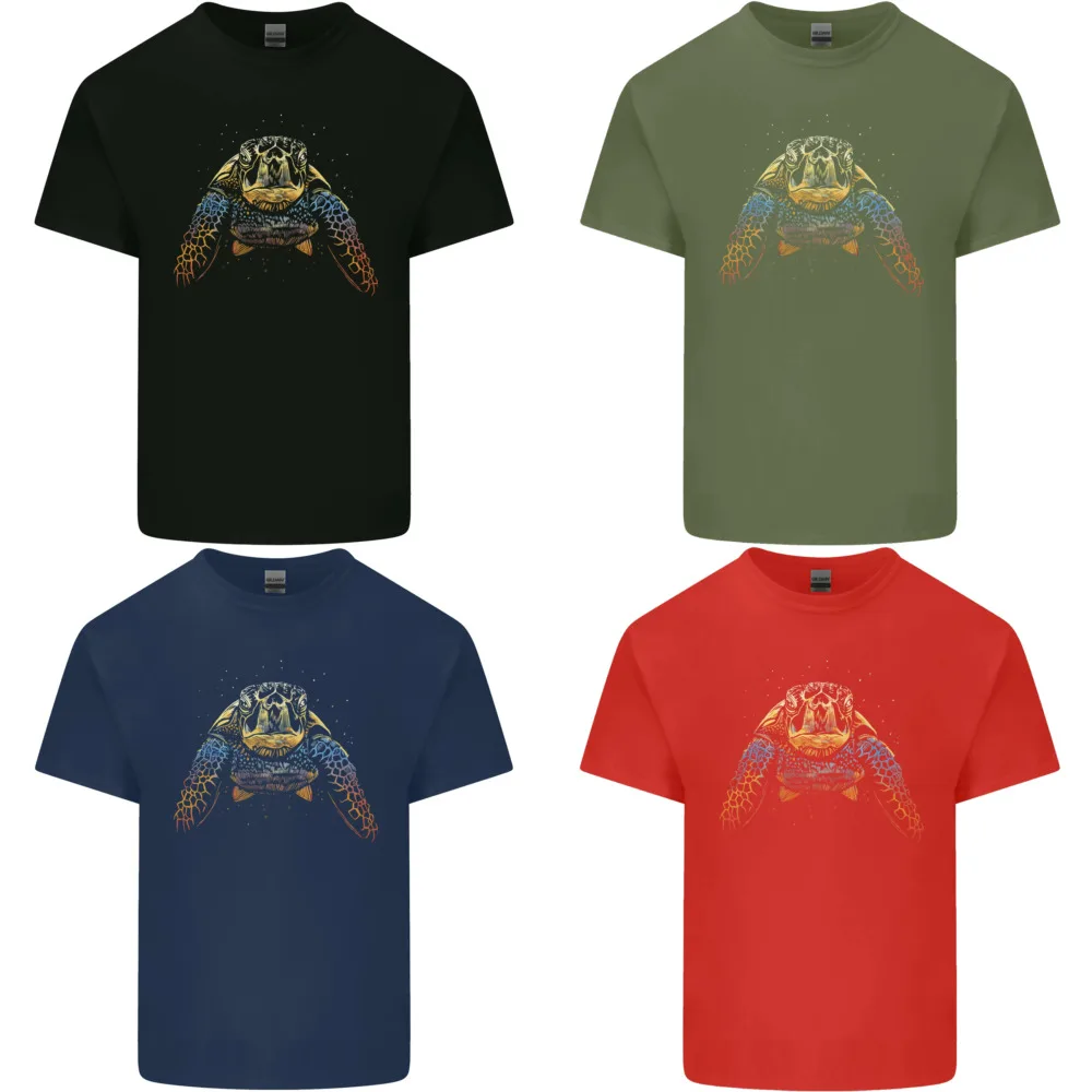 A Colorful Turtle Animals Ecology Ocean Mens Cotton T-Shirt_voghion.com