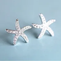 Uini-Tail hot new 925 Tibetan silver temperament fashion starfish micro-set stud earrings simple personality exquisite sweet 2