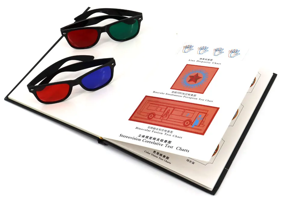 Random-dot Stereograms Comprehensive Visual Test Charts Book Color Blindness Astigmatism Amsler Test Chart with Eyeglasses