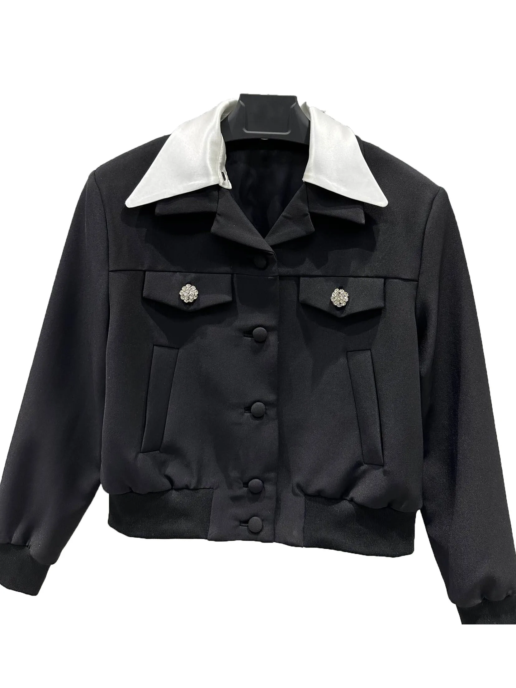 

Cotton jacket lapel short loose fit solid color fur collar removable design warm and comfortable 2023 winter new 1207