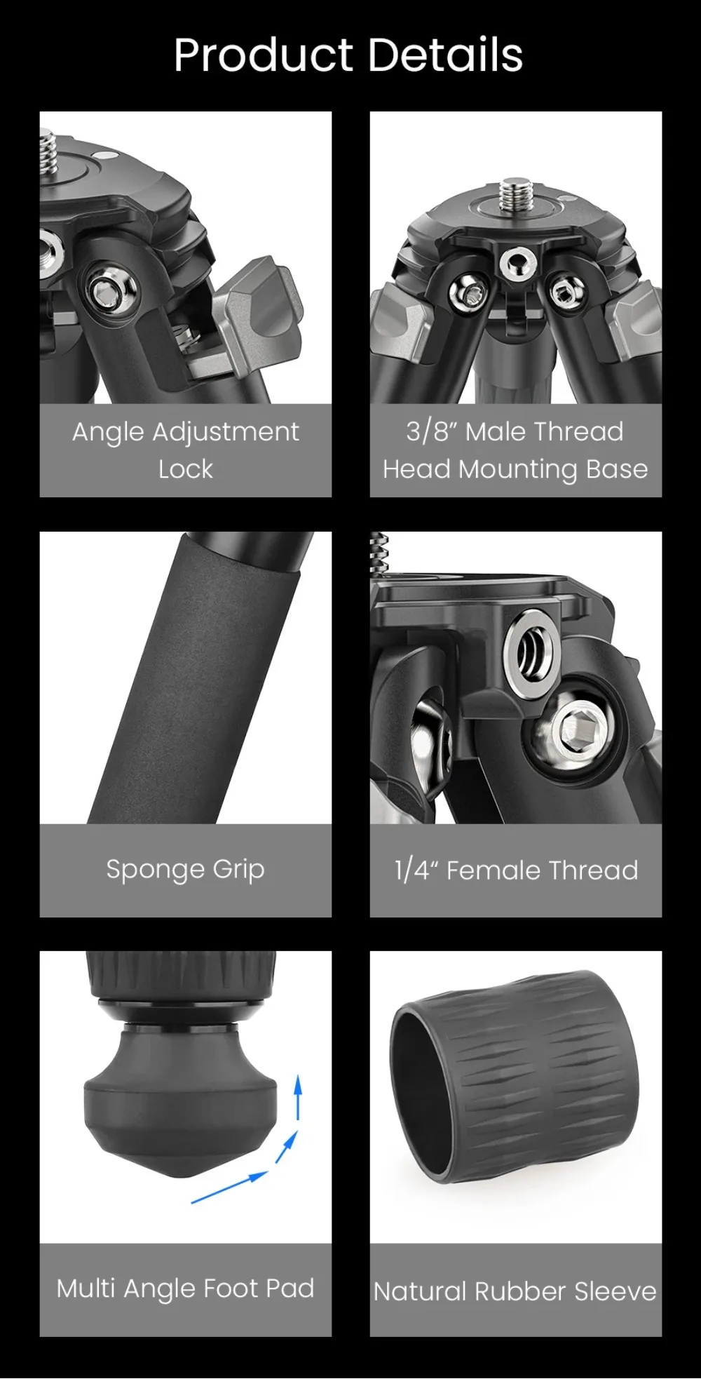 CX5 Carbon Fiber Lightweight Travel Tripod Professional DSLR Camera Tripod For F
