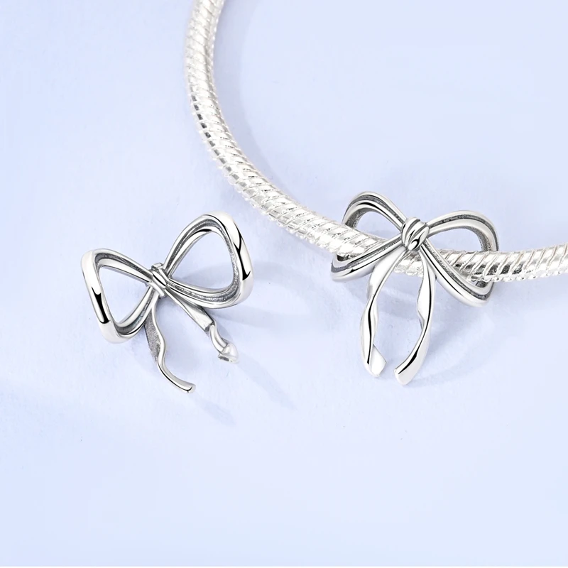 Fit Original 925 Sterling Silver Charms Beads Puppy Heart Bow Silver Charms For Bracelet Pendant Women Jewelry Gifts 3