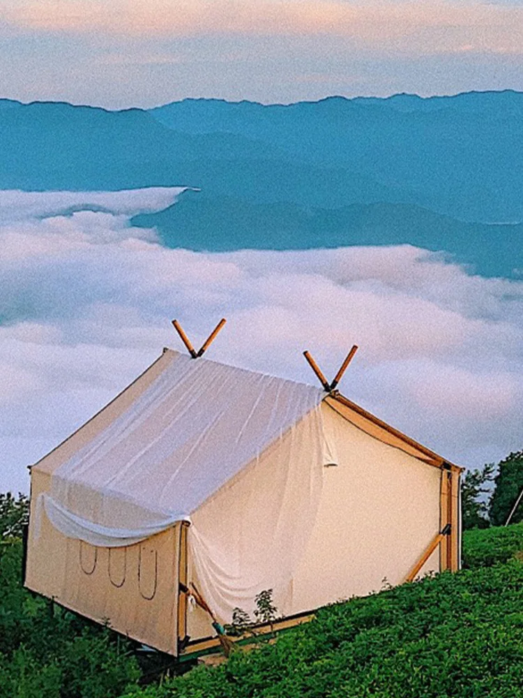 Outdoor Hotel Large Tent White Gauze Wedding Tent Resort Tourist Camp Camping Double-Layer