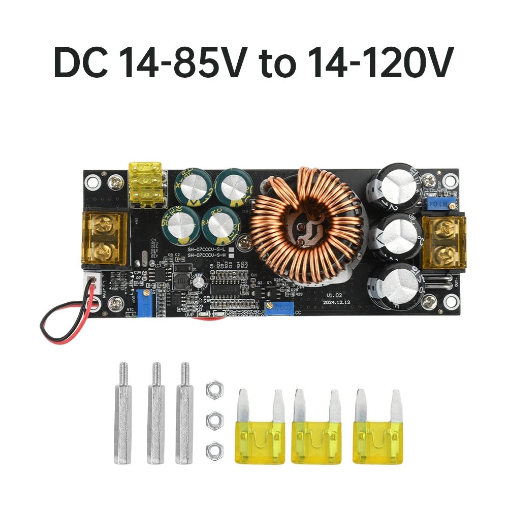 1800W 40A Boost Converter Step Up Power Supply Module 14-85V to 14-120V Adjustable Voltage CC CV With Under Voltag Protection