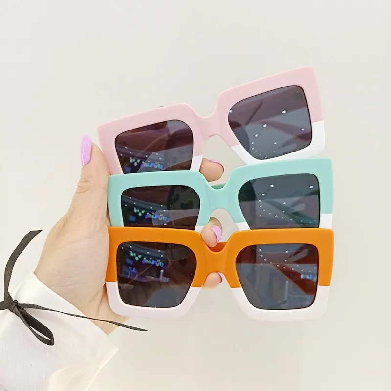 Gafas de sol cuadradas de gran tamaño para niño y niña, lentes de sol a la moda para bebé, montura de doble Color, 1 piezas, 2023