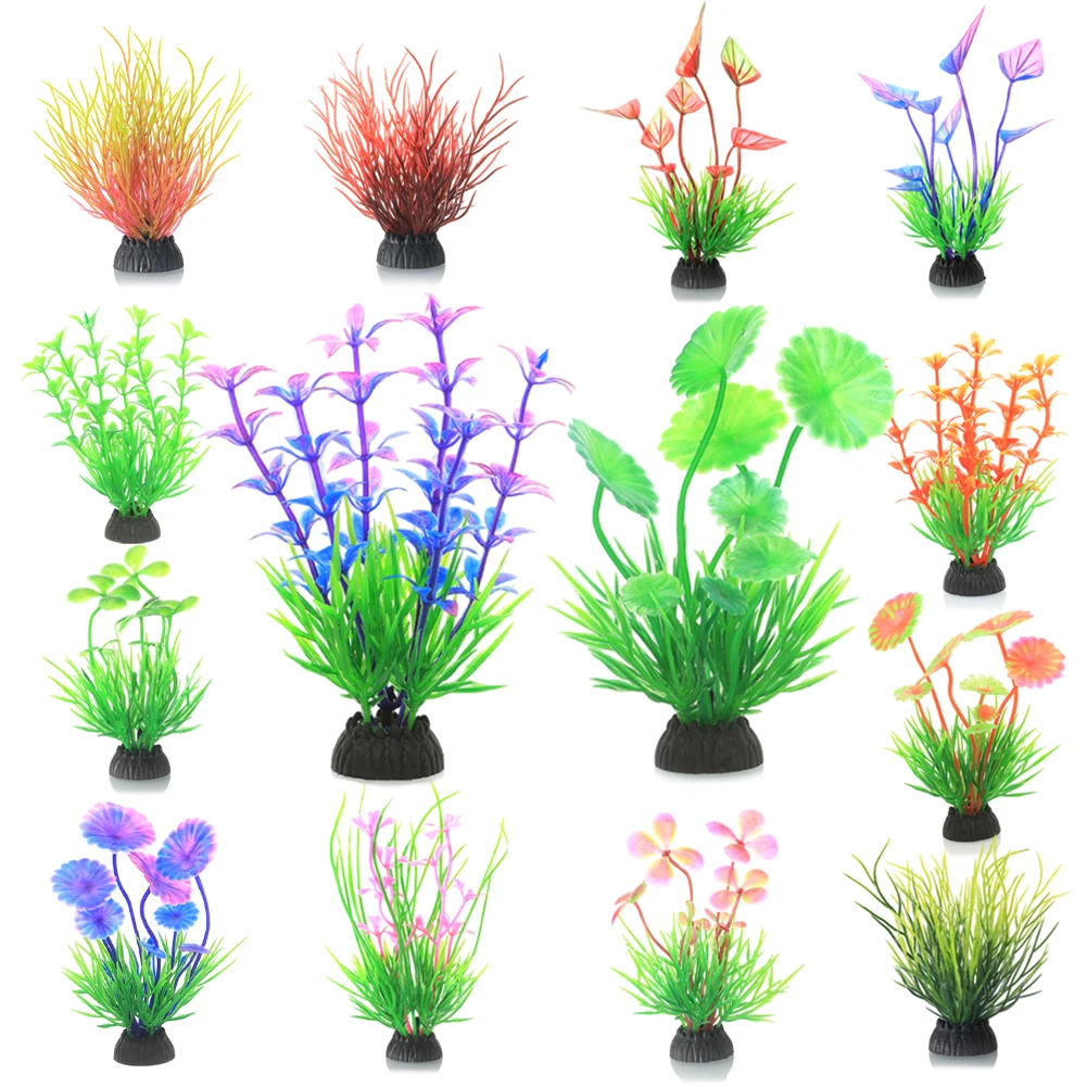 Plastic Artificial Underwater Plants Aquarium Fish Tank Seaweed Decoration Green Purple Water Grass Viewing Decorations for Home Artificial Plants Fish Tank Decorations Aquarium Ornaments Artificial Aquarium Plants