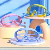 Big Frame Swimming Goggles Adults with Earplugs Swim Glasses Men Women Professional HD Anti-fog Goggles Silicone Eyewear Glasses 1