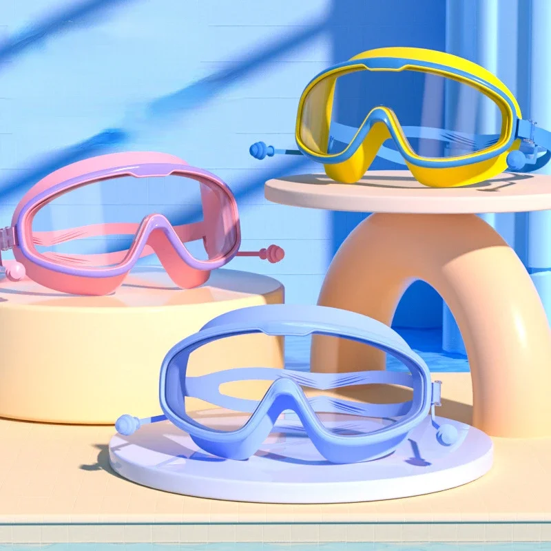 Children's swimming goggles girls boys large frame waterproof anti fog high-definition transparent student baby swimming goggles 6