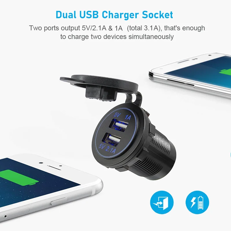  USB      ܼƮ 3.1A LED  ÷ 12V/24V ڵ Ʈ ؾ RV  D5