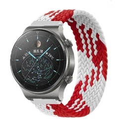 Braided Nylon Solo Loop Strap - 20mm/22mm Adjustable Bracelet Band - L (Red and white)