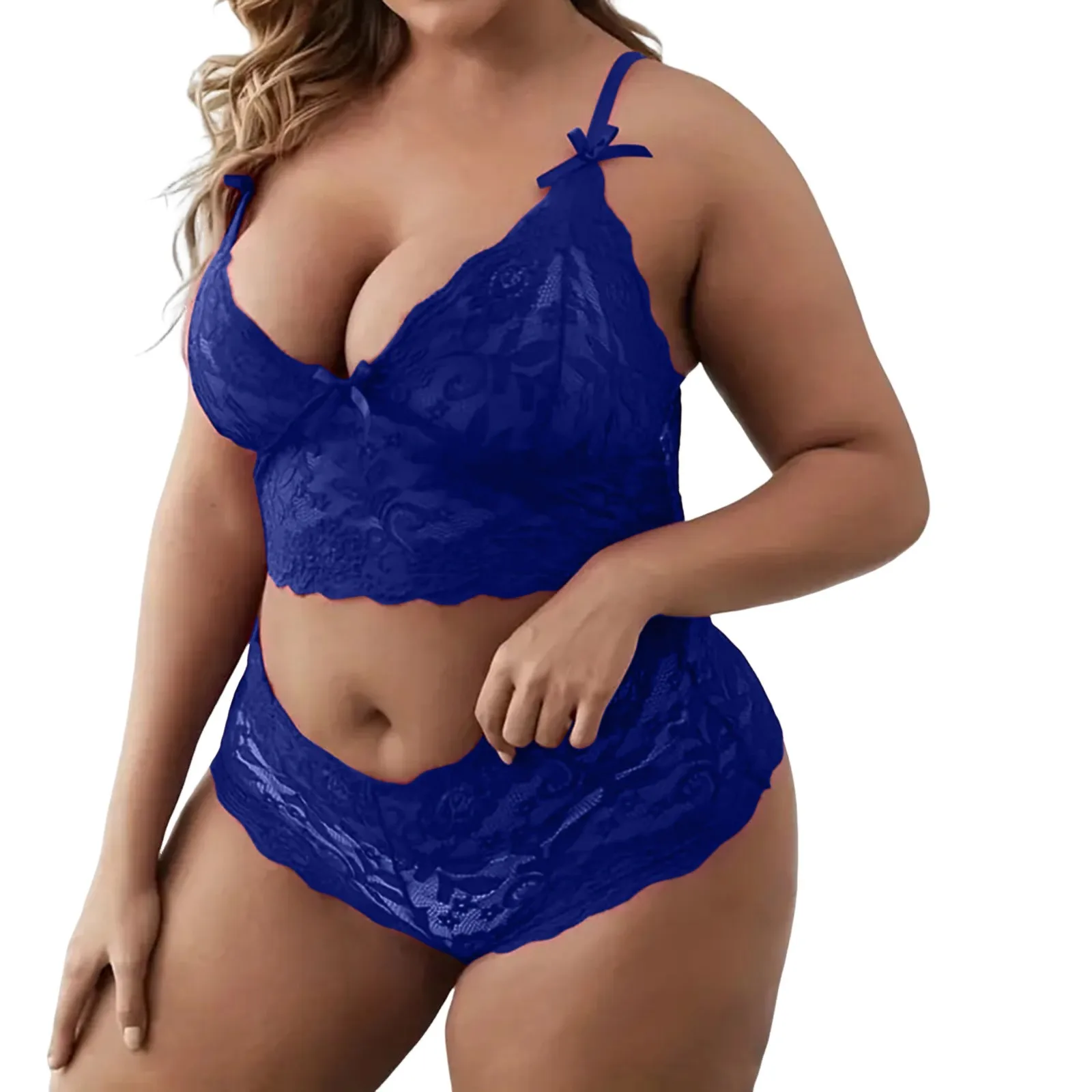 Plus Size Sexy Lingerie Underwear Set Women Transparent Lace Bra Set 2024 Vest Camisole Crop Top Panties Outfits Shorts Sleepwear | Pandora's Cl:ozet