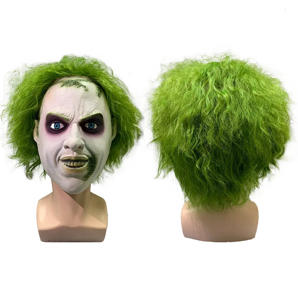 Betelgeuse Cosplay Men Full Head Mask with Green Wig Horror Movie