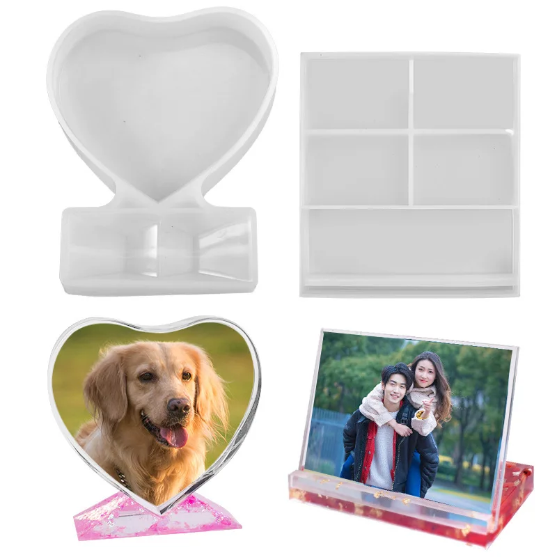 DIY Crystal Epoxy Resin Mold Mirror Jewelry Ornaments Love Rectangle Photo Frame Silicone Making Accessories |