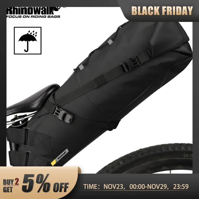 Rhinowalk Bike Saddle Bag Waterproof MTB Road Bicycle 13L Large Capacity Cycling Bag Foldable Tail Rear Bag Trunk Accessories