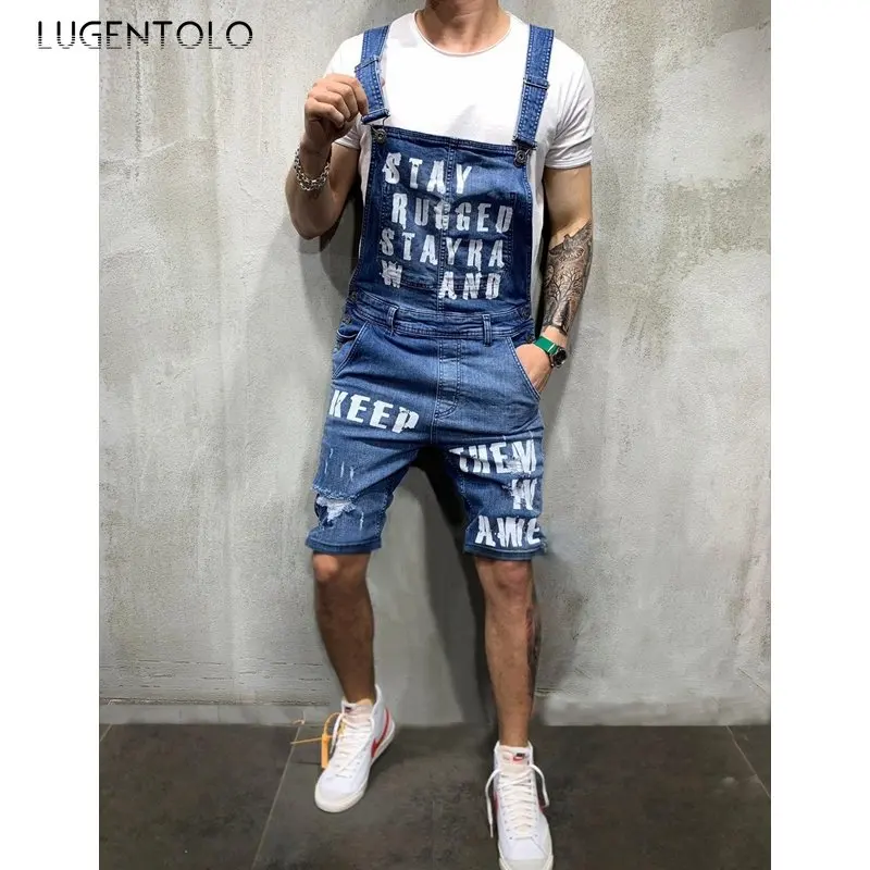 

Shorts Jean Men Overalls Summer Casual Letter Hole Cargo Shorts Plus Size Straight Cargo Jeans Lugentolo