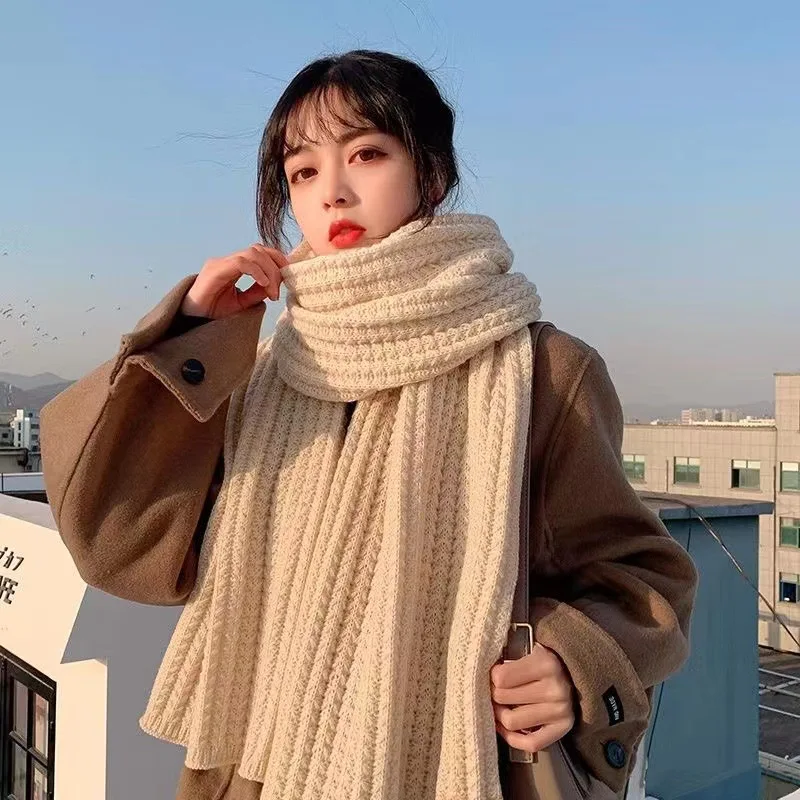 EMIS★韓国大人気 [24FW] WOOL KNIT MUFFLER WOOL KNIT MUFFLER-BEIGE - EMIS