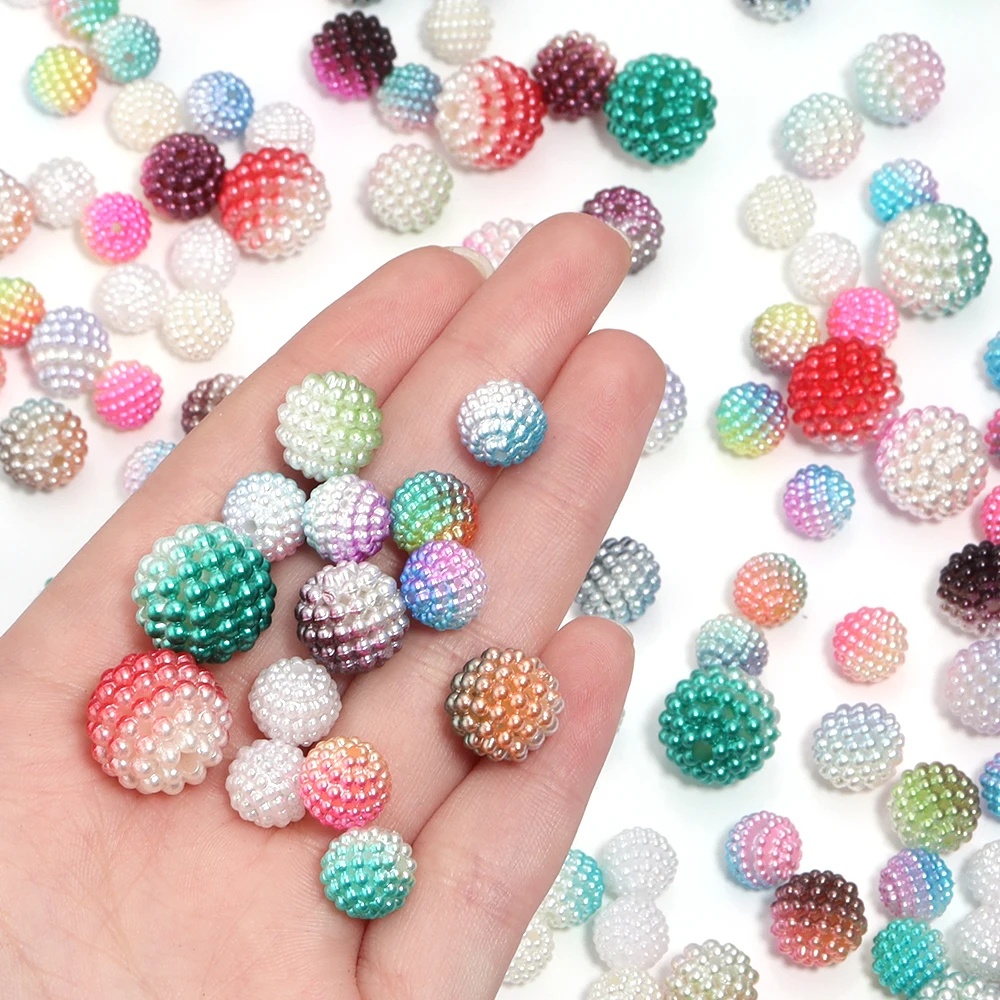 다채로운 아크릴 Yangmei 모양 볼 비즈, 느슨한 스페이서 비즈, 쥬얼리 제작 팔찌 DIY 액세서리, 10mm, 12mm, 14mm, 로트당 20-50 개