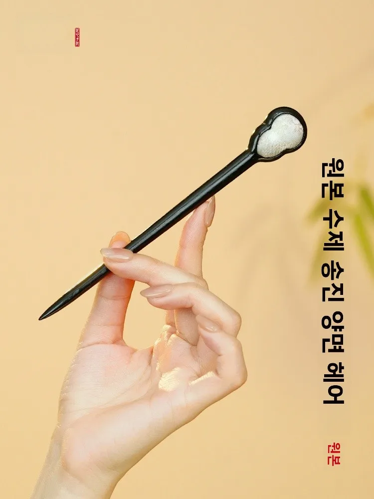 수제 양면 송진 머리핀 여성용 빈티지 나무 머리핀 전통 중국 의상 꽃밭 디자인