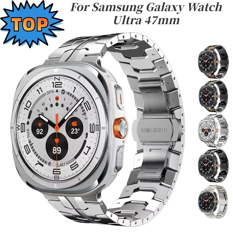 Luxury Stainless Steel Metal Strap for Smartwatch - No Gap Design Bracelet Wristband, 47mm Belt