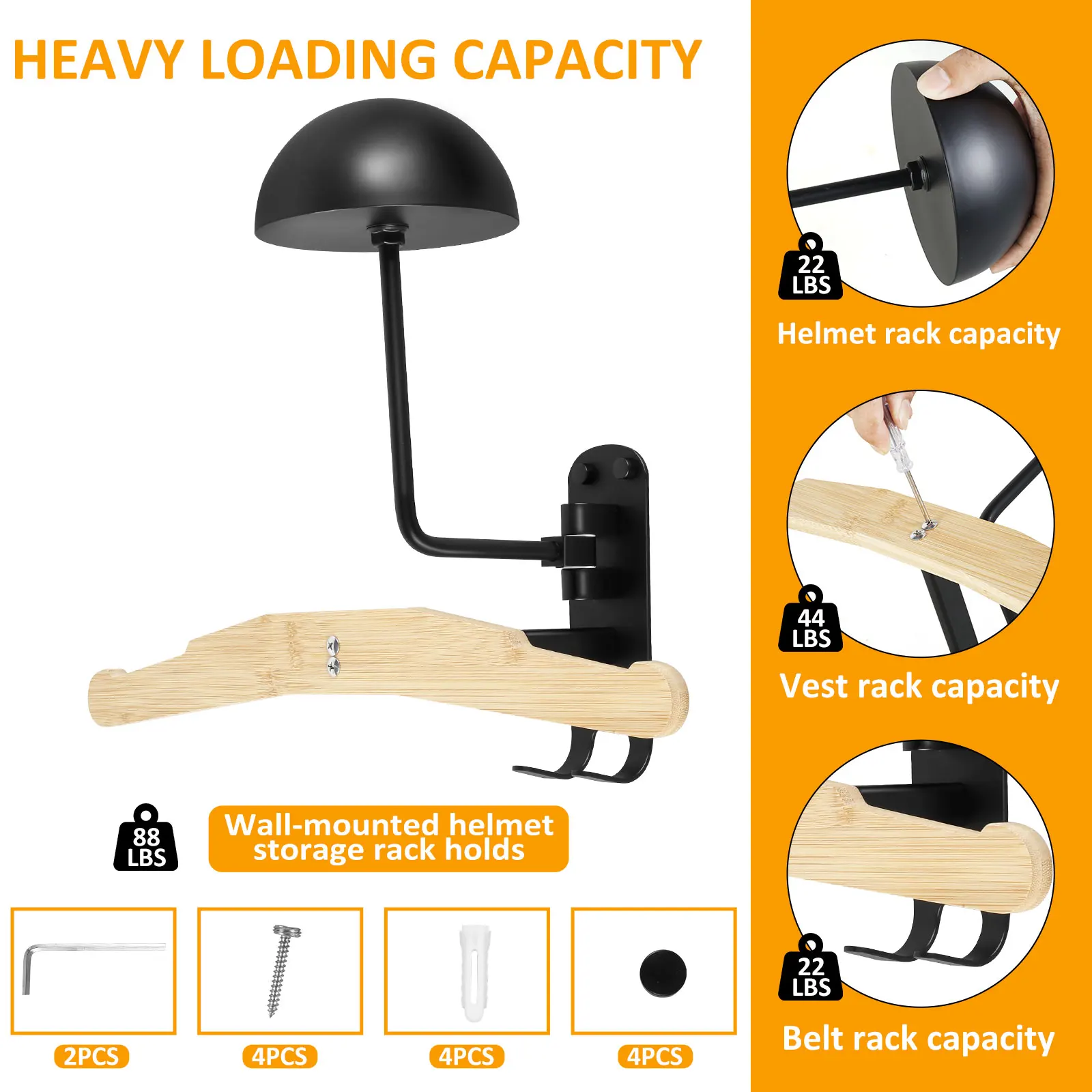 

Motorcycle Helmet Rack 180° Rotation Wall Mounted Helmet Storage Stand Aluminium Alloy Helmet Hanger Space Saving Helmet Holder