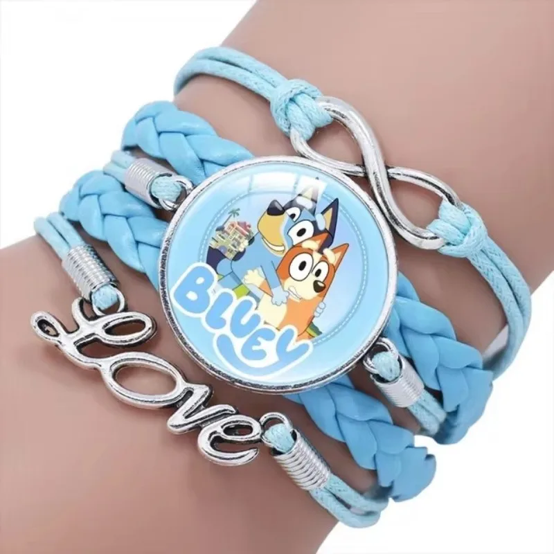 Anime Figure Toys Cartoon Bluey and Bingo Bracelet Anime Figures Print Cute Wristand Present Kids Toys Girls Christmas Party Gift Toy