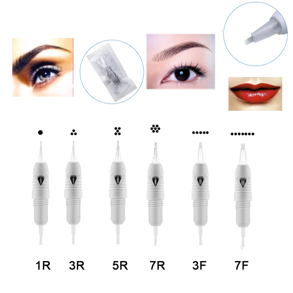 50/100pcs Tattoos Cartridge Needle Disposable 8mm Screw Gray For Premium Charmant Permanent Tattoo Machine Pen 1R 3R 5R 7R 5F 7F