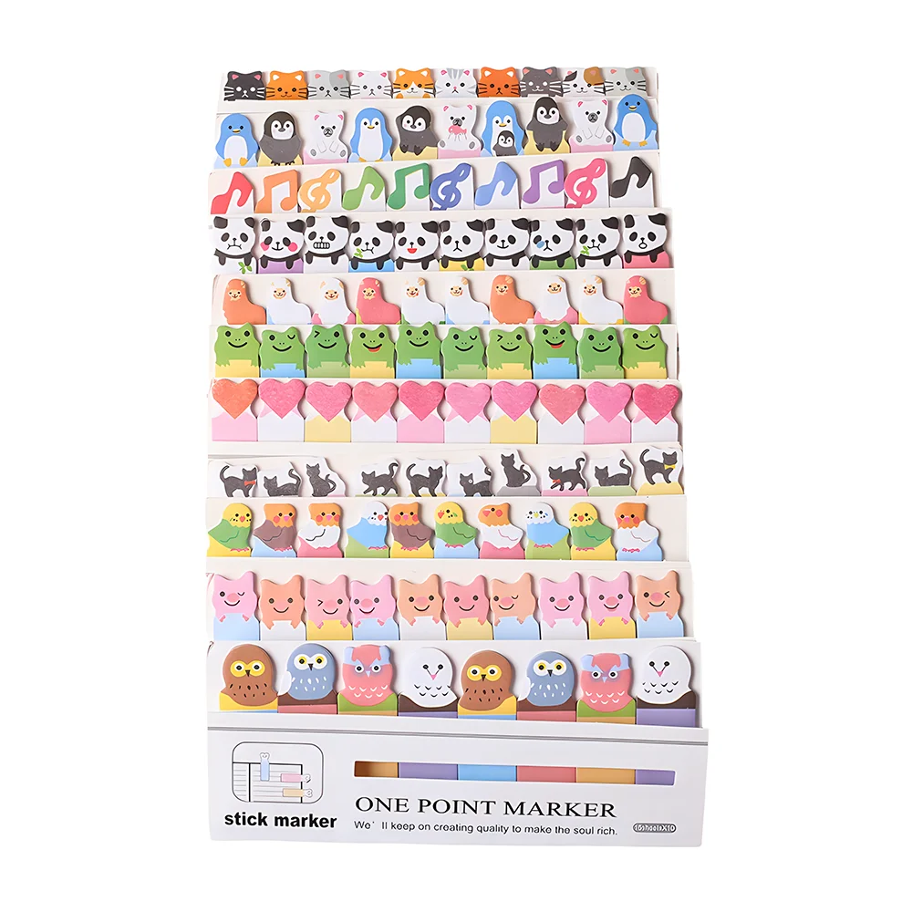Memo Pad Sticky Notes Kawaii Small Cat Panda Music Frog Aesthetic Stationery Notepad Book Post Bookmarks Mini Index Tab Stickers 2