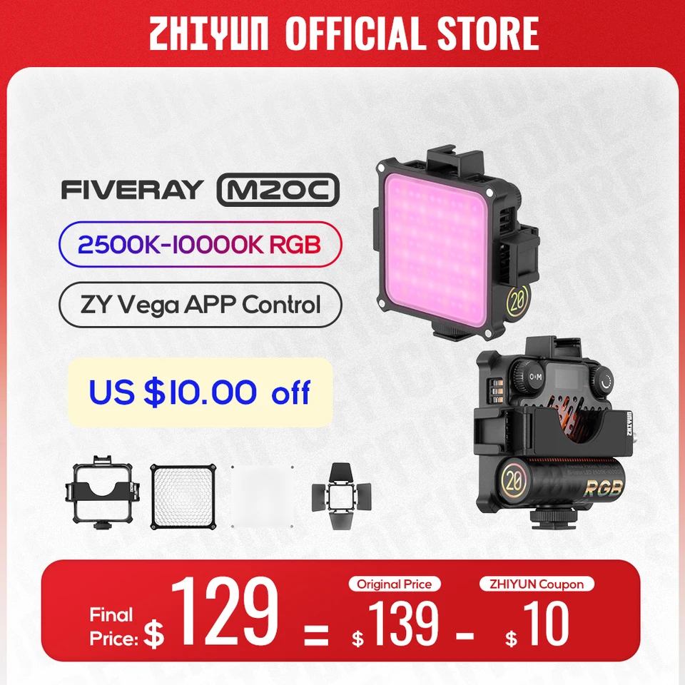 RGB Luz de Video, ZHIYUN M20C Combo [Oficial] Luz de Relleno LED