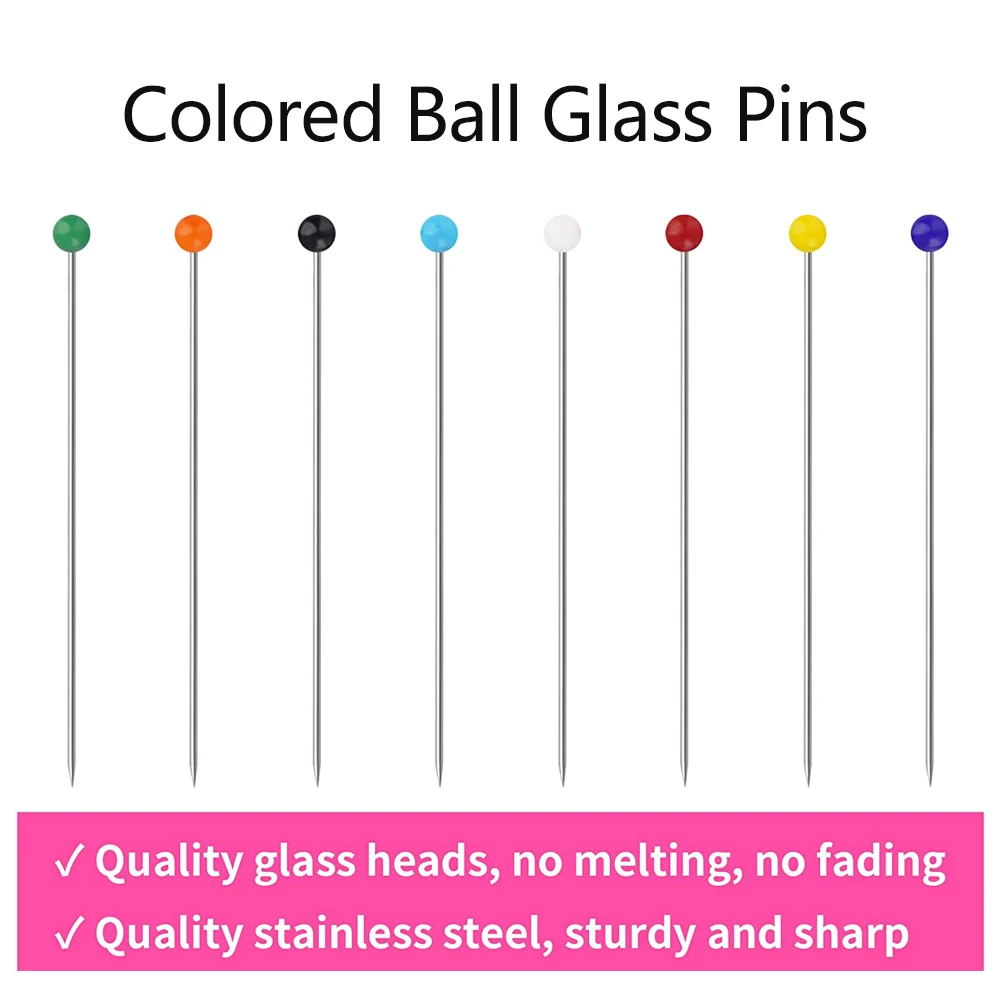 250pcs Glass Head Pins Multicolor Sewing Pin For Diy Sewing Crafts (4mm Head  + 34mm Pin) - Pins & Pincushions - AliExpress