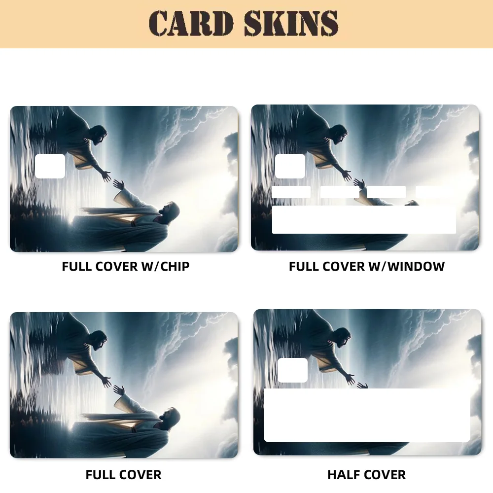 Faith Christian Religious Jesus Stickers 4pcs PVC Card Skin Stickers For Bank Card Bus Metro Case Decorate Gift
