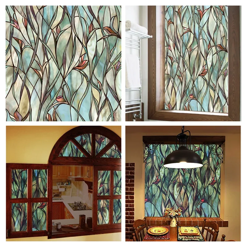 thumbnail image 1 of Película para ventanas Magnolia con adherencia estática, control de calor, protección de la privacidad, envío directo, película de vidrio extraíble reutilizable, decoración del hogar, 1 of 5