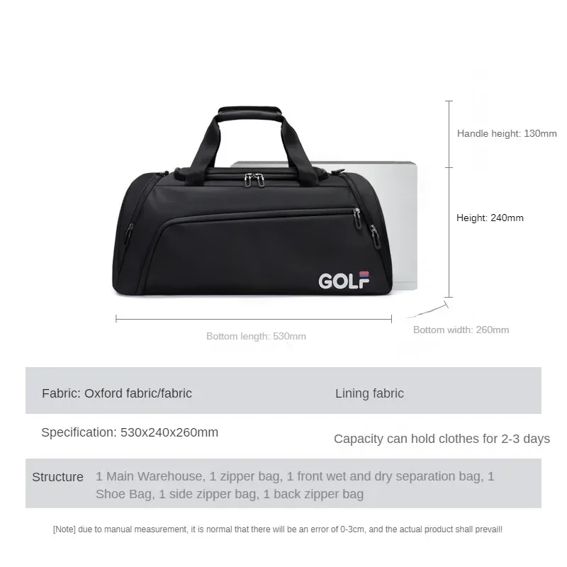 GOLF Travelling Bag Man Travel Tote Handbag Dry Wet Separation Gym Fitness Sports Bag Large Travel Shoulder Luggage Hand Bags