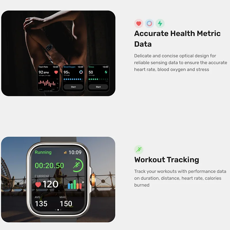 AMOLED HD ÷ Ʈ ġ 2024 GPS  ȭ, 24 ð ǰ ,  ͸  Ʈġ, 1.78 ġ