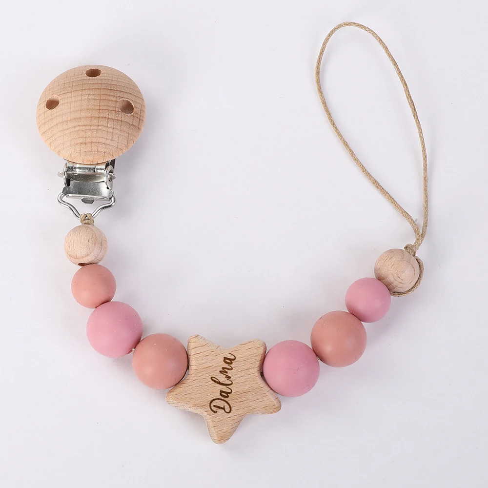 Personalized Baby Pacifier Clip Name Infant Dummy Clip Baby Souvenir Newborn Gift Wood Supplies New Mother Gift pacifier chain pacifier clip pacifier accessories