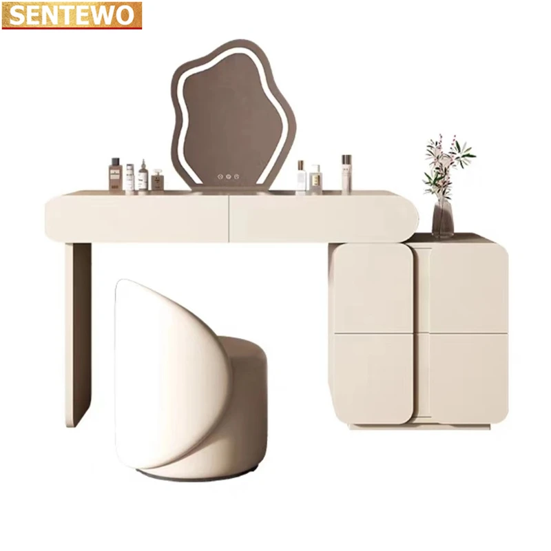 

Dresser Dressing Makeup Vanity Desk Table Set with Mirror Drawer Tocadores De Maquillaje Chambre Camarim Chair Bedroom Furniture