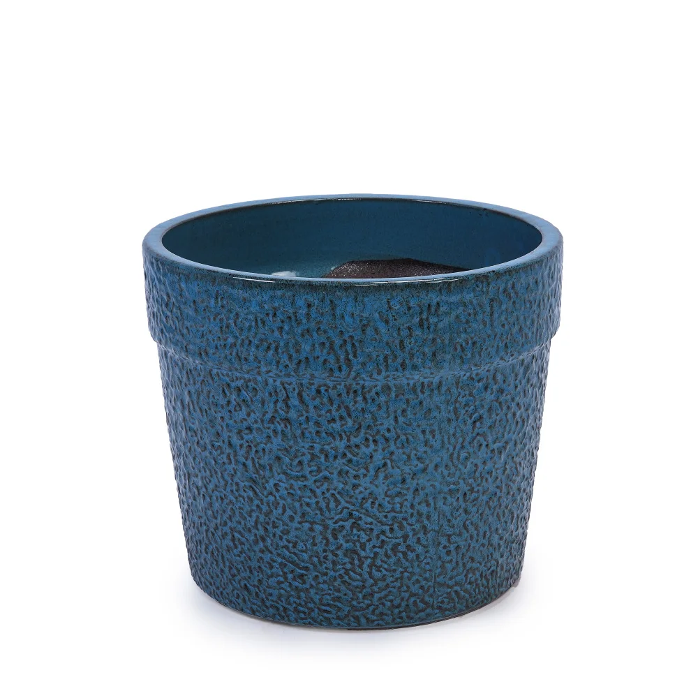 3-teiliges Handgefertigtes Keramik-Blumentopf-Set mit Gefärbter Glasur Ø38,1/30,5/22,9cm Atmungsaktive Töpferwaren Heimdekoration für Garten-Blumentopf – Detail 11