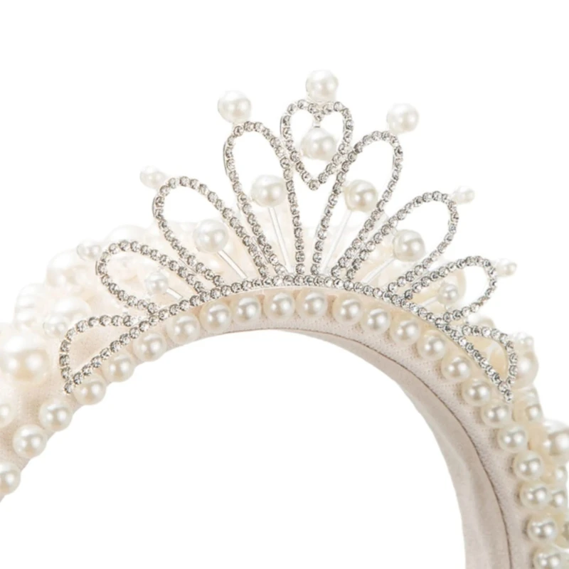 

Bride Hairband with Pearl Decors Wide Side Shinning Baroques Hairband for Girl Festival Wedding Party Dropship