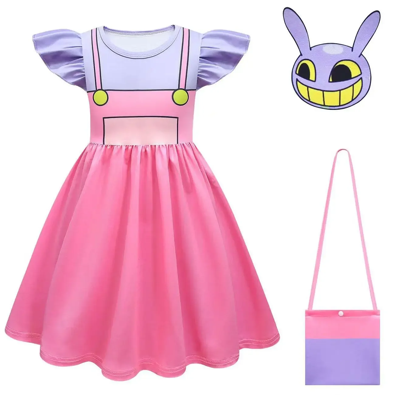 Children's Magical Digital Circus Dress Girls' Pamny Dress Clown Pomni Halloween Cosplay costumes Casual kids dresses for girls