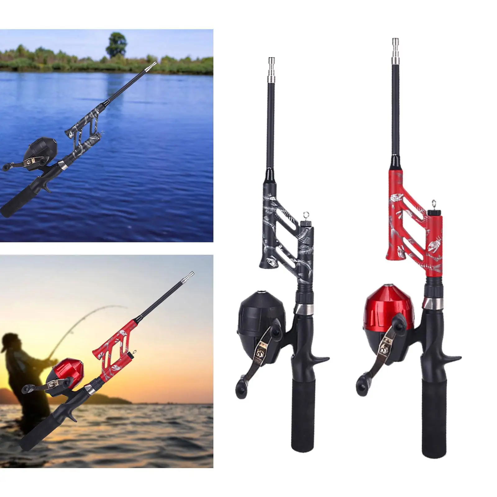 Fishing Rod and Reel Portable Ultralight Carbon Fiber Pole with EVA Handle