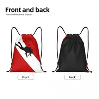 Scuba Dive Flag Bubble Red White Drawstring Backpack Women Men Gym Sport Sackpack Portable Diving Shopping Bag Sack 2