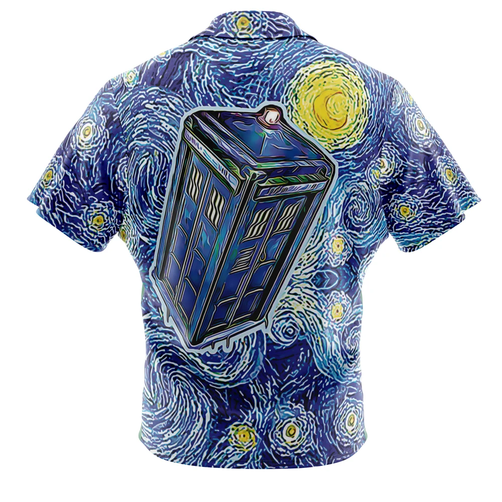 Tardis Starry Night Doctor Who Button UpHawaiian ShirtFashion Trend Breathable Loose Versatile Casual Sports Summer Men 2