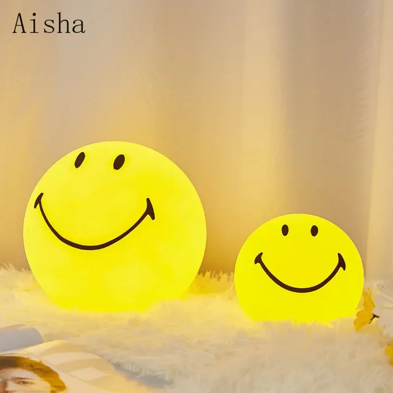 Outdoor Smiling Face Table Lamp Rechargeable Touchable Children's Bedroom Decorative Desk Lamp Landscape Yard Lawn Lighting 3