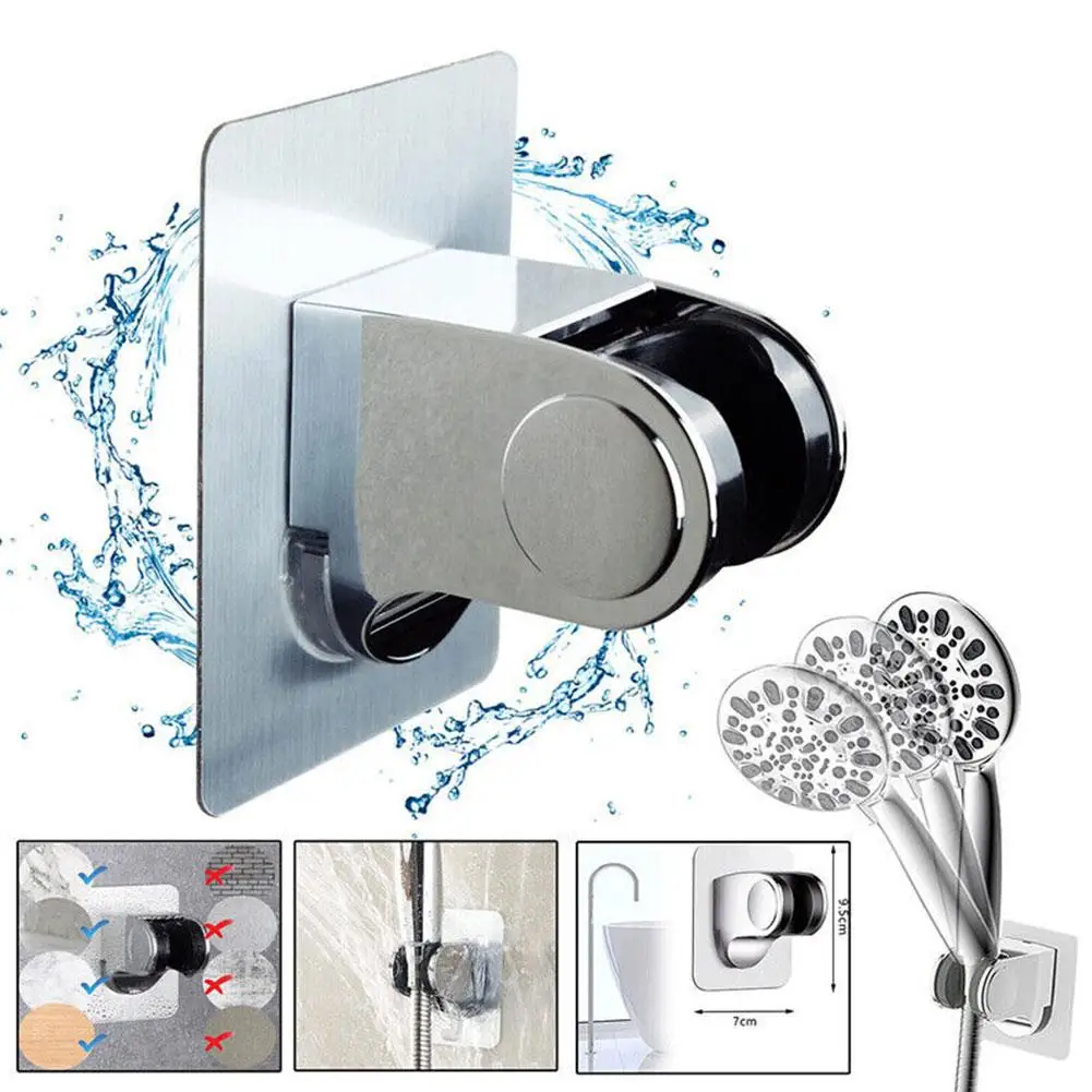 Showerhead Holder Adjustable Self Adhesive Wall Without Drilling Bathroom Accessories Y1F3